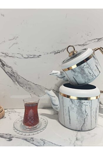 Elvira Venda Chef 2.25 Liter White Granite Teapot Set