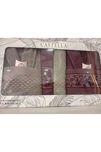 YÜNTEKS Castella 8 Piece 100% Cotton Boxed Dowry Family Bathrobe Set |   Bathrobe Set |   Dowry Set