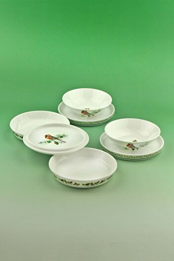 Bursa Porselen Dekor Cardinal 7-Piece Porcelain Plate & Bowl Set