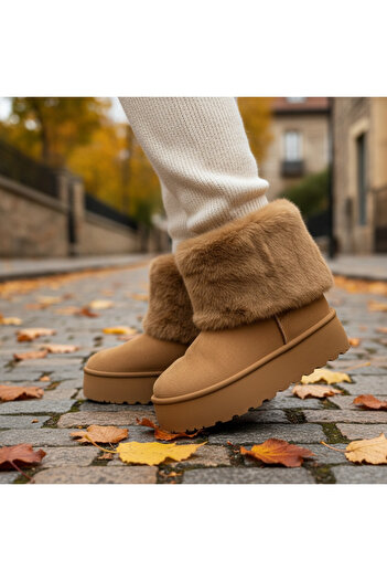Lush Fashion Women's Ug-Type Boots with Fur Made of Suede Code: KB-190 (L0)