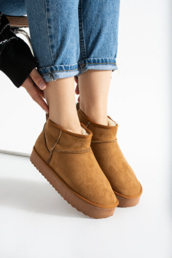 SHOW LİFE New Season Women's Casual Boots Shoes Super Mini Very Comfortable Thick Sole Sheepskin Suede