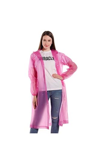 Optim Solution Adult EVA Raincoat, Waterproof, Wind-Resistant, Hooded, Side Snaps, Unisex, Pink