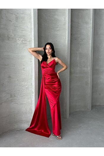 ADAMODA.RO Elegant long dress with rhinestone straps