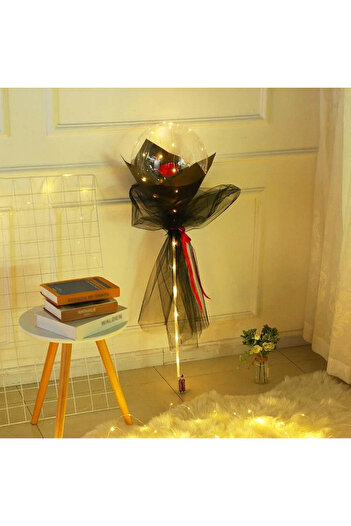 vivimall Set Red Rose Bouquet In Balloon With Led Lights | Cuorelle 1