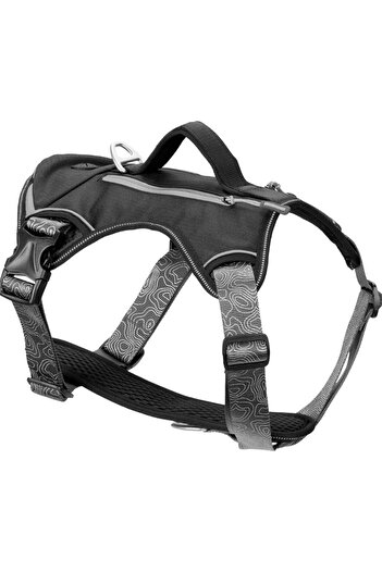 Navaris Adjustable Dog Harness, Size M, Polyester, Black, 56134.19.2