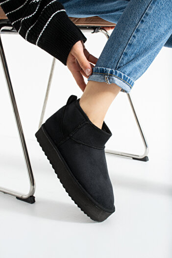 SHOW LİFE New Season Women's Casual Boots Shoes Super Mini Very Comfortable Thick Sole Sheepskin Suede
