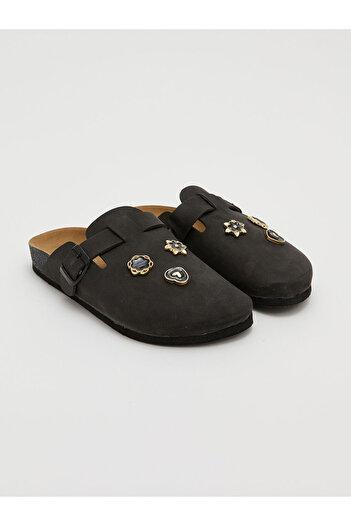 LC Waikiki Buckle-Decorated Suede-Look Women's Slippers