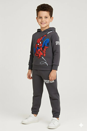 DUDO GİYİM Boys' Spider-Man Printed Hooded Tracksuit Set |   Comfortable and Stylish Casual Suit