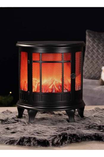 Generic Decorative LED Fireplace Lantern with Legs Electric Fire Freestanding Black