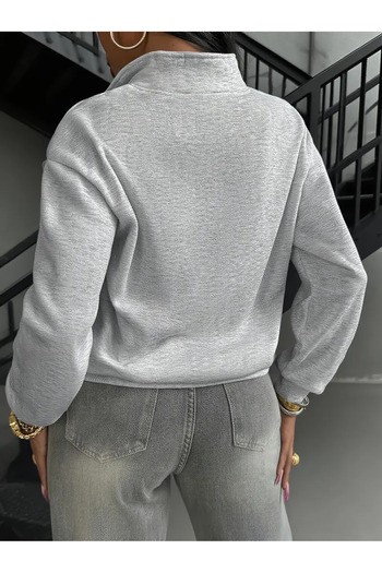 AEMİ Unisex Oversized Sweatshirt with Half Zipper