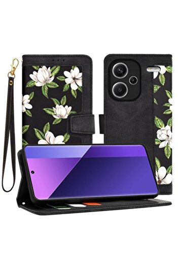 Sybero Protective Case for Xiaomi Redmi Note 13 Pro+ 5G, O54, Faux Leather, Flowers of the Dawn