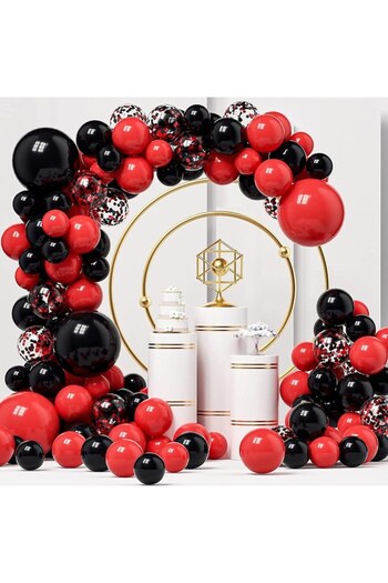 LEIBOO Party Arch Set with 124 Latex Balloons, Confetti Balloons, 12 cm / 30 cm / 45 cm, Black - Red