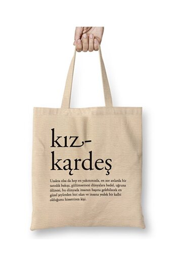 Toyaso Sister Is Related to the Person You Love White Cloth Bag Long Handle Shopping Bag Beach Bag