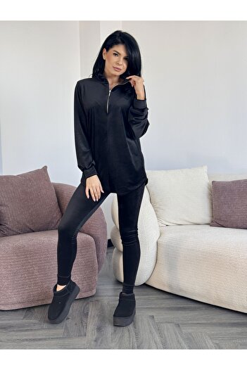 RAMONA BADESCU EXCLUSIVE Women's velvet velour tracksuit - zippered top and fitted pants