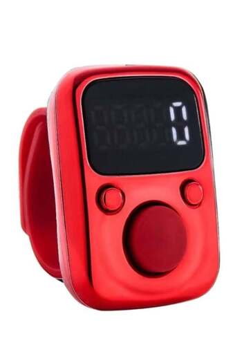Generic Digital Tasbeeh Zikr Counter Ring With LCD Display Screen Red