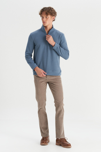 WRANGLER Cotton Regular Fit Stand Collar Zippered Thessaloniki Knit Sweatshirt