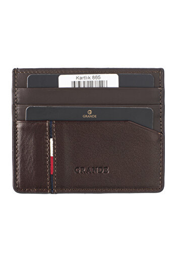 Grande 865 Genuine Leather Premium Card Holder Brown Color