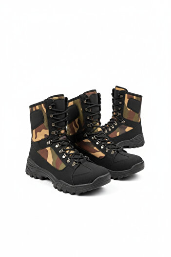 Zerenyus Ανδρικές στρατιωτικές μπότες Strike Lace-up Casual Μαύρες Χακί