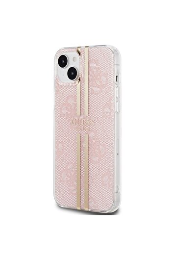 Guess Case for iPhone 15 Plus Pink HC IML 4G Gold Stripe