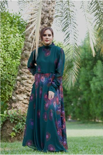 Hayati Collections 1 Piece - Chiffon Dark Green Maxi / Frock