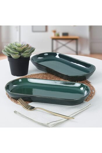 STOREMAX Emerald Noyan Boat Plate 2 Pieces 28 cm 1088605