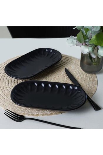 STOREMAX Matte Black Boat Plate 22 cm 2 Pieces 956 1088605