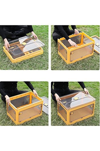 GOLD MARKET Foldable storage box, lid & wheels, 29 L, plastic, 40x29x24 cm, Orange