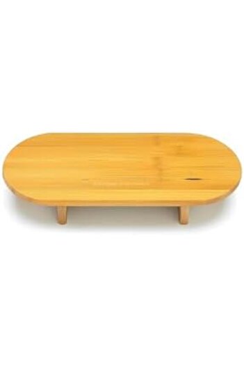 STOREMAX Oval Bamboo Serving Tray with Legs Wooden Serving Plate Modern Stylish Presentation Tray Breakfast Cheese