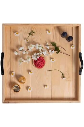 STOREMAX Wooden Serving and Presentation Tray Raw Color - 60X60 cm 1088605