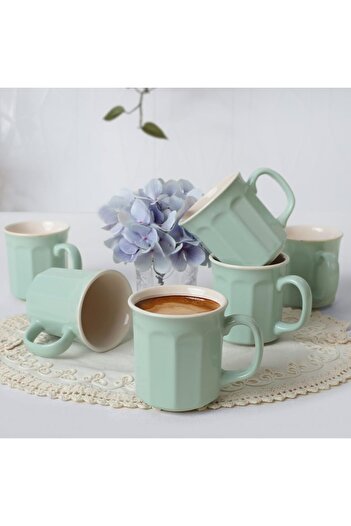 STOREMAX Green/Cream Mug 9 cm 6 Pieces 307/030 1088605