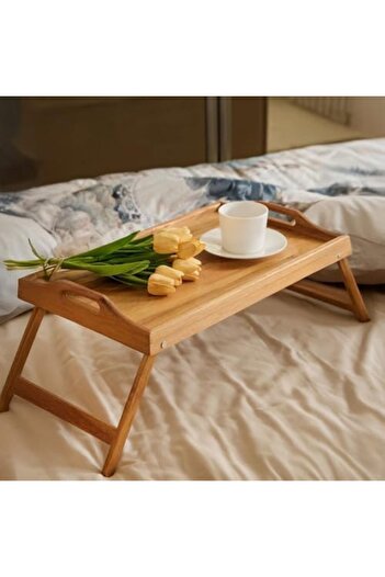 STOREMAX Folding Legs Acacia Wood Bed Enjoyment Serving Tray, Wooden Bed Tray - Comfortable and Stylish
