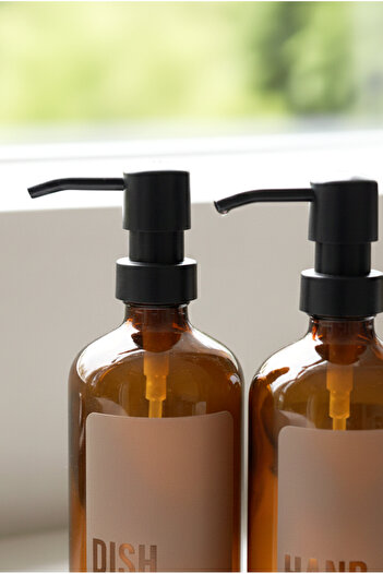 FH finehome Viola Set of 2 Amber Glass Liquid Soap Dispensers