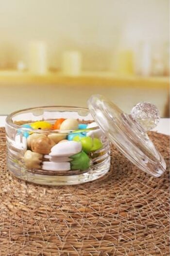 STOREMAX Luxury Glass Sugar Bowl with Lid & Glass, Cut Glass Luxury Sugar Bowl 10Cm*10.5Cm - (4 Models) (06648)