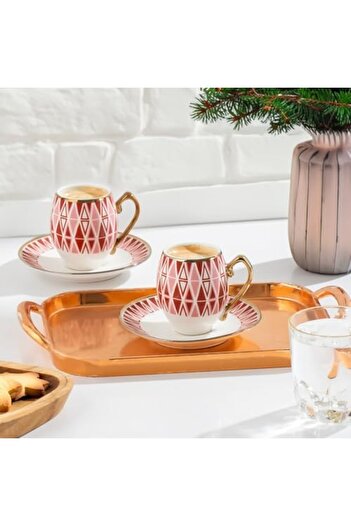 STOREMAX Mariposa Gilded 6-Person Cup Set 12 Piece Turkish Coffee Set Coffee Cup 1088605