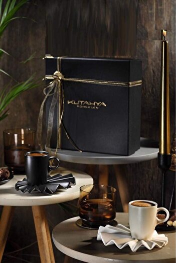 STOREMAX Adora 4 Piece Coffee Set for 2 People Black & Cream 1088605