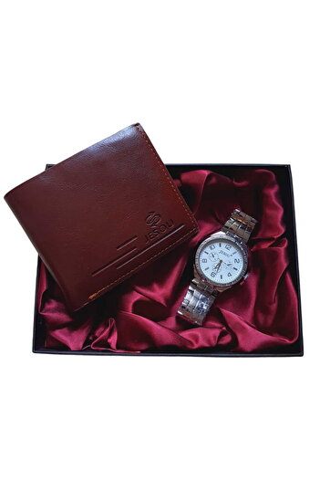 OEM Brown gift set for men watch and wallet