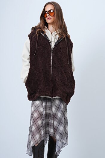 VAGGON Double Pocket Zipper Closure Plush Vest