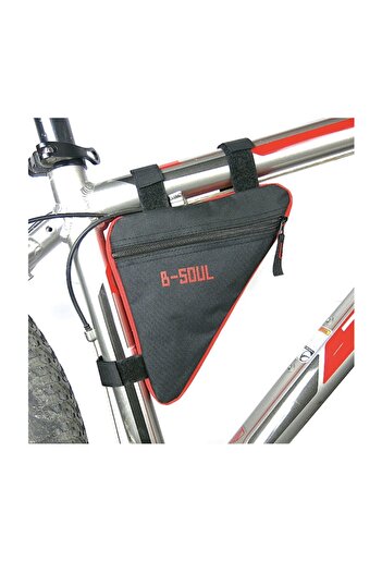 Bibilel Water-resistant triangular bike pouch, multifunctional, frame-mounted, Red/Black