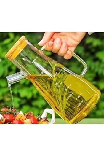STOREMAX Ml Glass Oil Pot with Bamboo Lid Vinegar Pot Milk Storage Water Jug 1088605