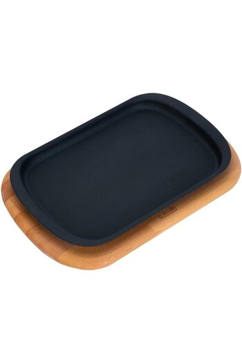 STOREMAX Cast Iron Serving Plate 32X20 with Wooden Base - Lv as 174 1088605