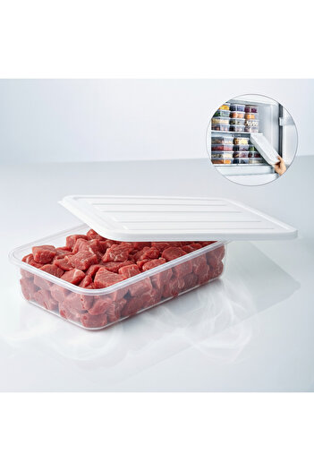 Köken Food storage container with lid 2.4L, BPA-free plastic, cold-resistant, Transparent/White