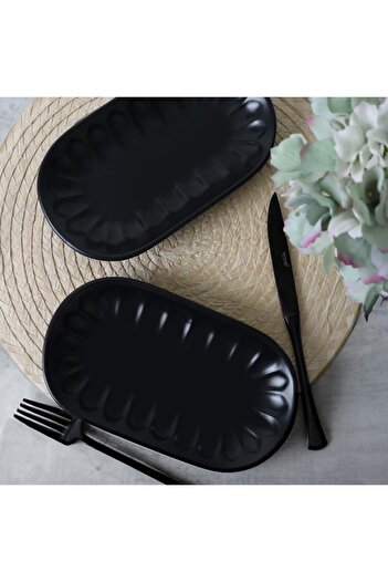 STOREMAX Matte Black Boat Plate 22 cm 2 Pieces 956 1088605