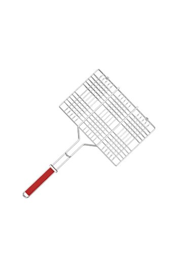 GOLD MARKET Grill for Fish and Meat, Stainless Steel, with Handle, Portable, Silver, 32 cm x 19 cm