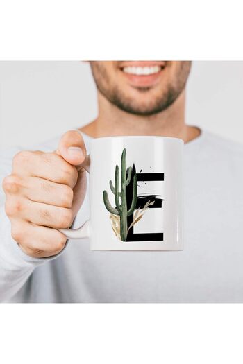 STOREMAX Letter E Printed Flower Pattern Decorative Initial Letter Printed Mug Letter E Coffee Cup 1088605