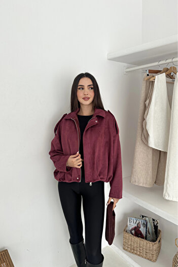 Meine Liebe Unterwäsche Oversize Lined Bomber Suede Jacket