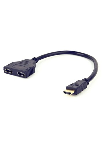 OEM HDMI male to 2 HDMI female cable, 20 cm, black - for multiple connections