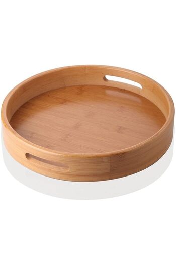 STOREMAX Cm Bamboo Wooden Round Serving Presentation Tray 1088605