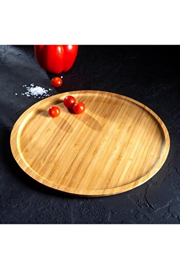 STOREMAX Bamboo Luxury Round Serving Tray 25 * 25cm, Presentation Tray & Snack Tray Presentation Plate 1088605