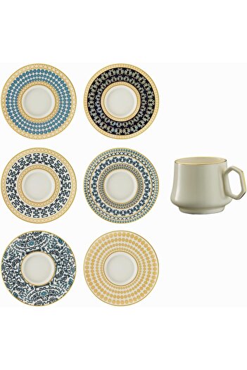 STOREMAX Moreno 1453 Shanghai Gemoetrik 12 Piece Coffee Cup Set for 6 People 90 ml 1088605