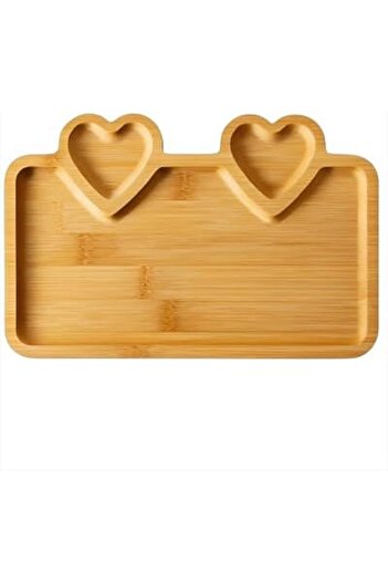 STOREMAX Goldwhirl High-Tech Bamboo Snack Plate with Heart-Shaped Compartments – Serving Nuts, Turkish Delight, and Dried Fruits